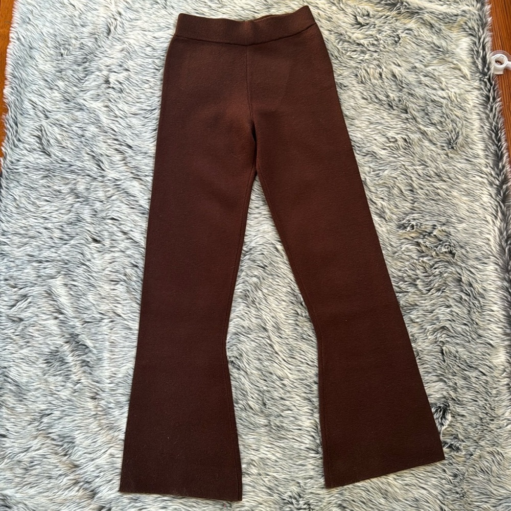 Brown flare wool-blend pants/leggings